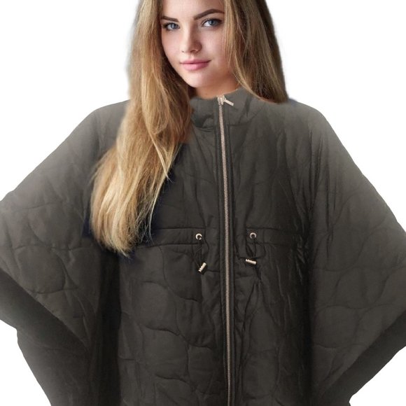 MANTEL- Paris Hooded Quilted Black Cape Coat Girl Size 10 NEW with Tag